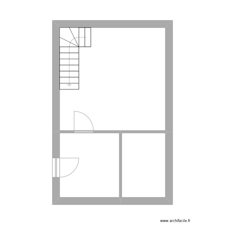 Sous sol. Plan de 3 pièces et 30 m2