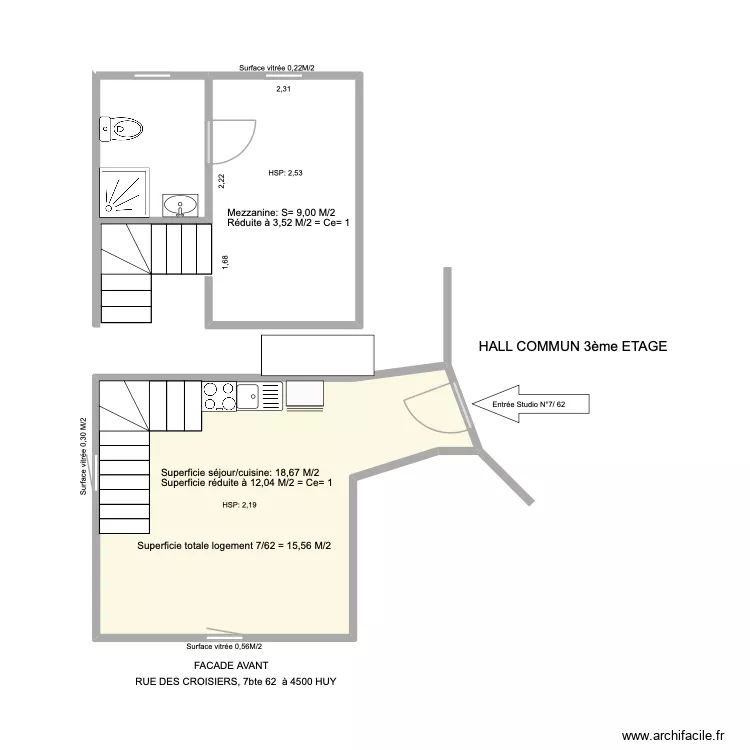 croisiers62. Plan de 2  et 22 m²