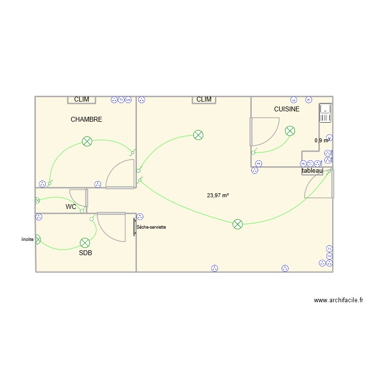 SAINTE CLAIRE R+2. Plan de 9 pièces et 42 m2