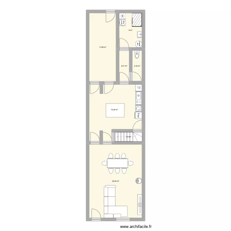 Maison 1ER. Plan de 7 pièces et 76 m² Maison 1ER. Plan de 7 pièces et 76 m²