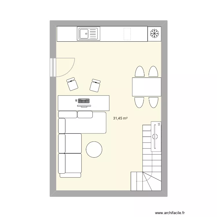 Appt 60 m2. Plan de 1  et 31 m²