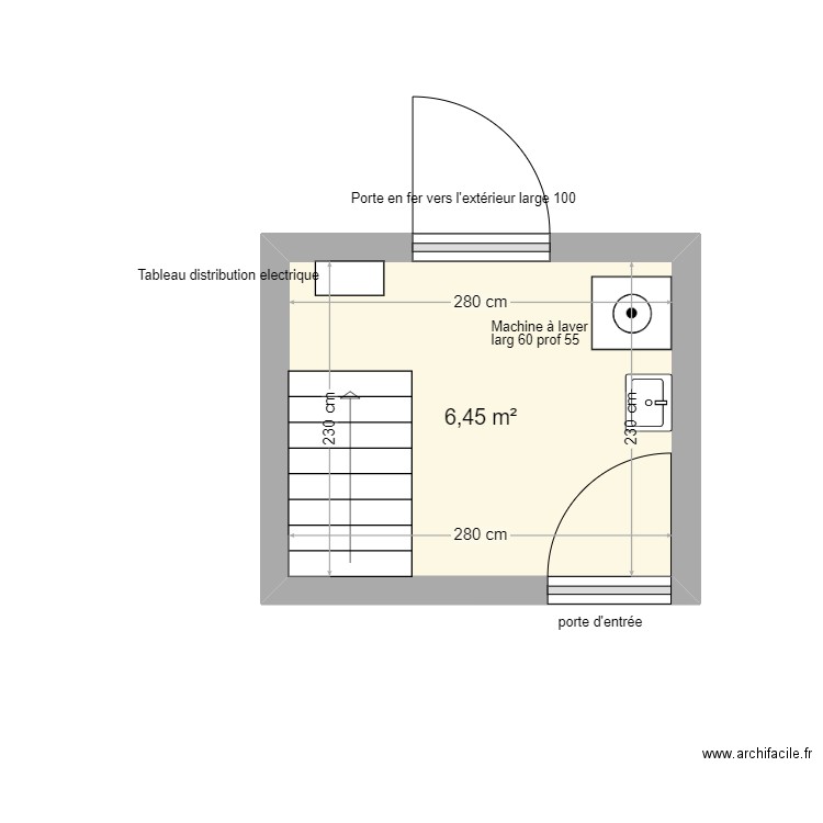 Buanderie 27 février 2024. Plan de 1 pièce et 6 m2