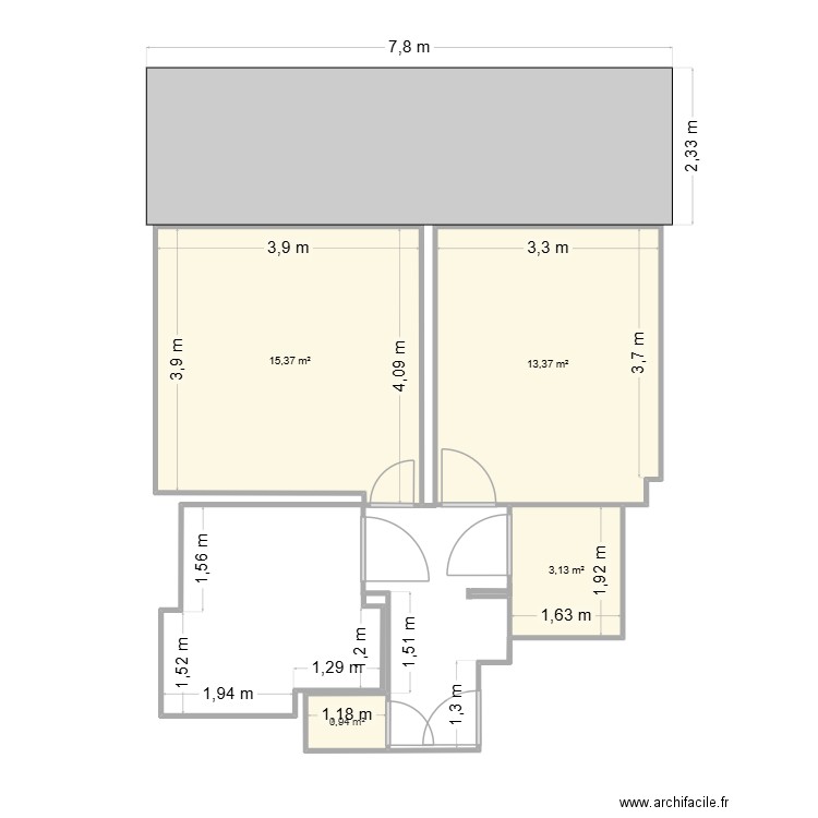 Av Charles de Toellenaere. Plan de 4 pièces et 33 m2