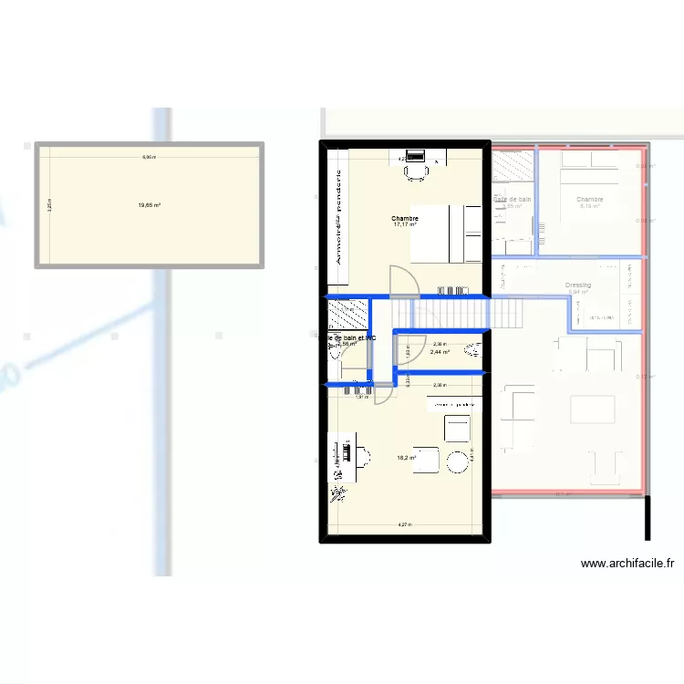 Plan Maison Mons&eacute;gur. Plan de 25  et 182 m²