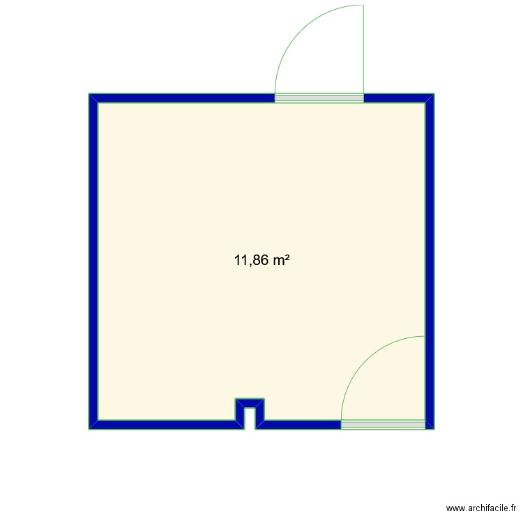dressing. Plan de 1 pièce et 12 m2