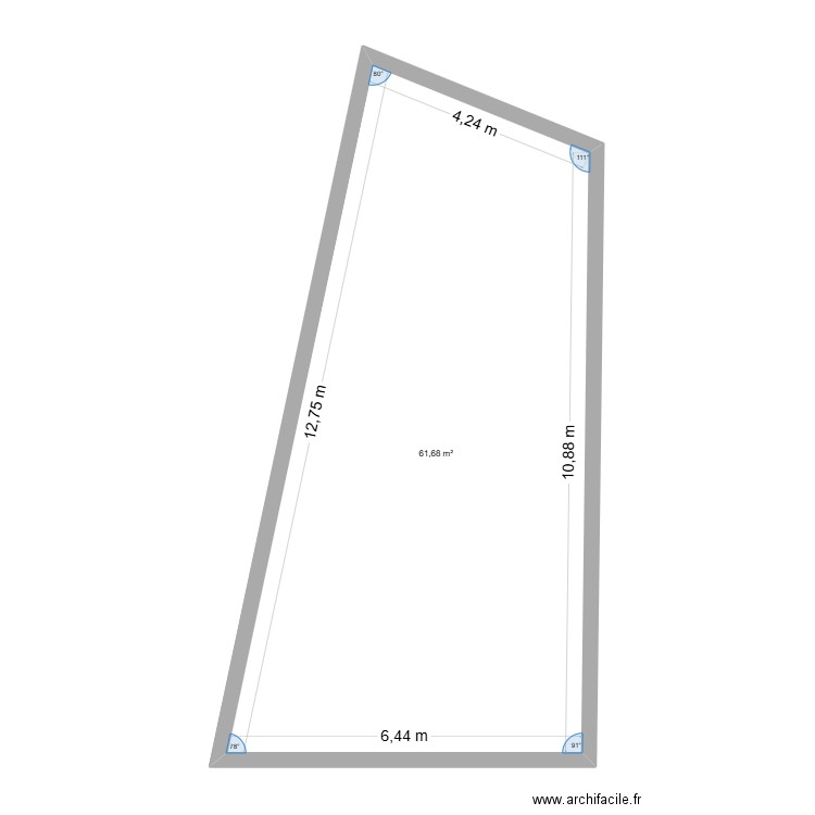 HUEZ. Plan de 1 pièce et 62 m2