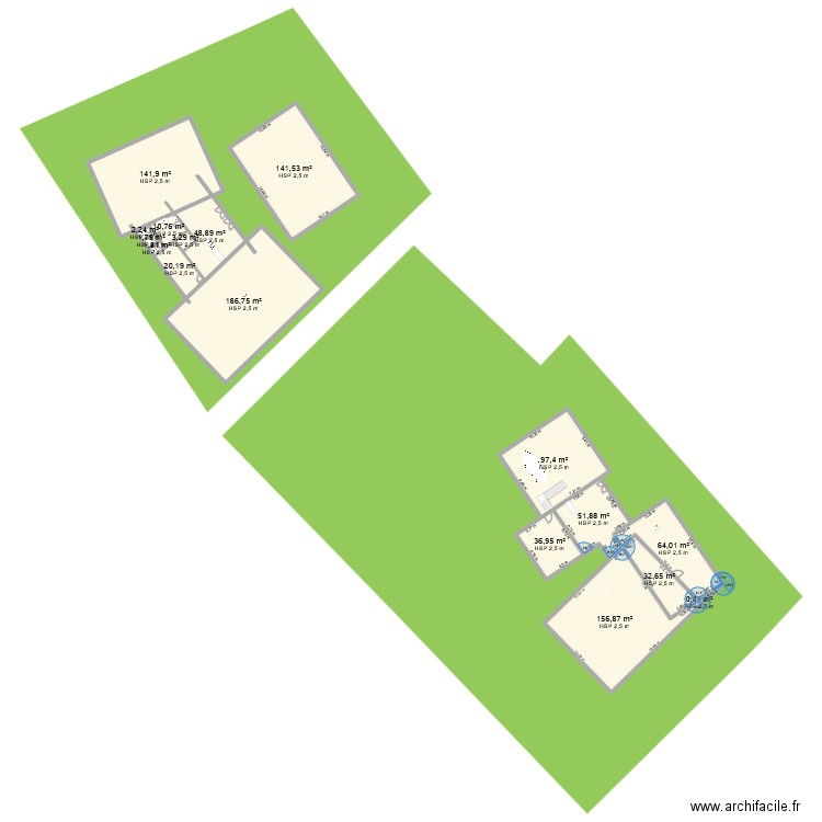 Projet archi Estelle L3. Plan de 17 pièces et 999 m2