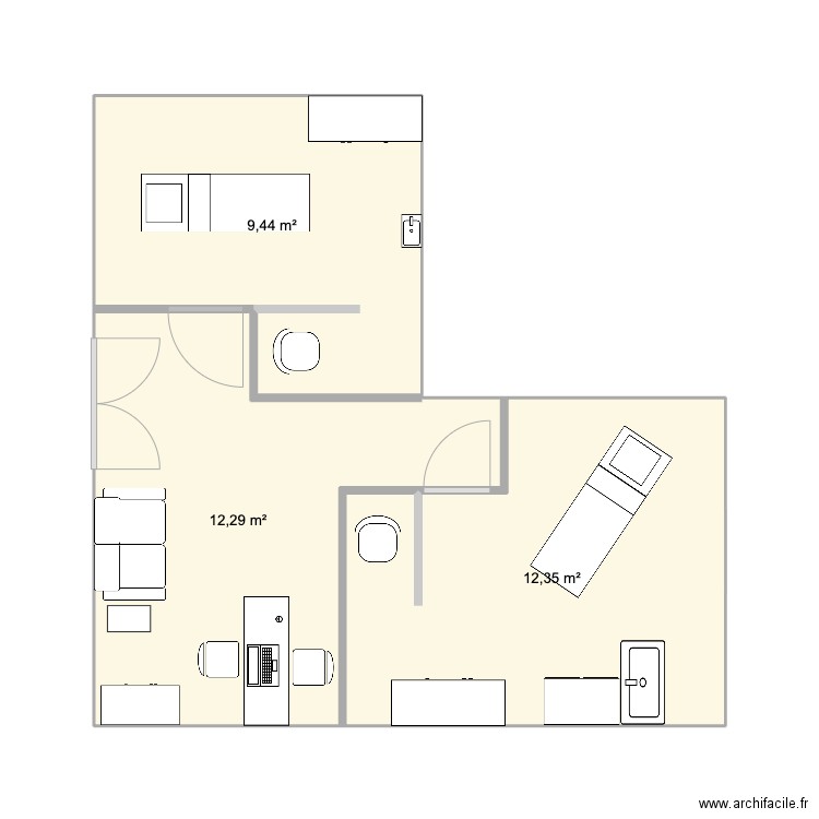CAMILINE. Plan de 3 pièces et 34 m2