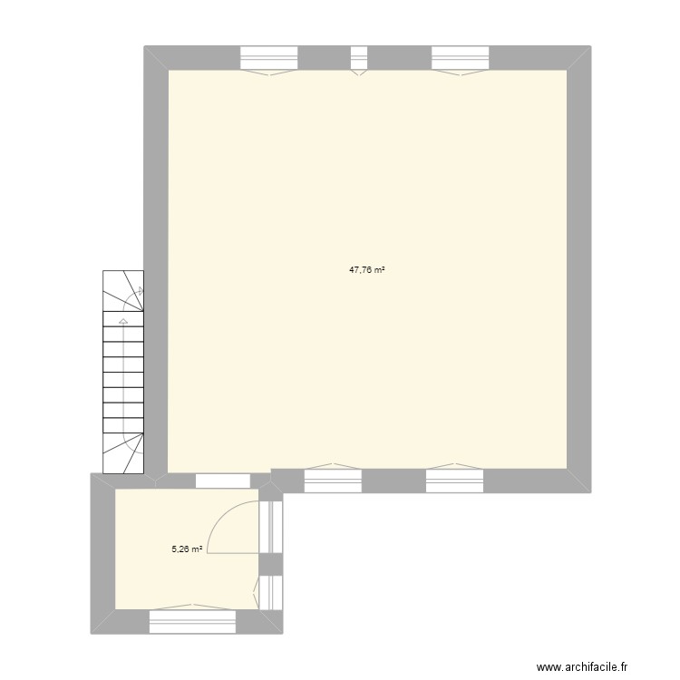 RDC PLAN. Plan de 2 pièces et 53 m2
