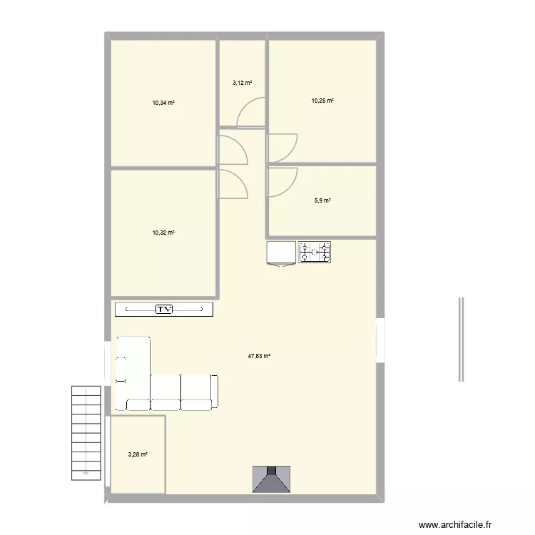 mimi keke apart. Plan de 7  et 91 m²