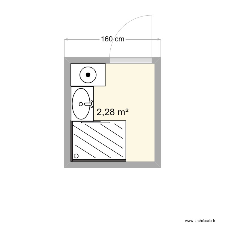 Salle de bain GR. Plan de 1 pièce et 2 m2