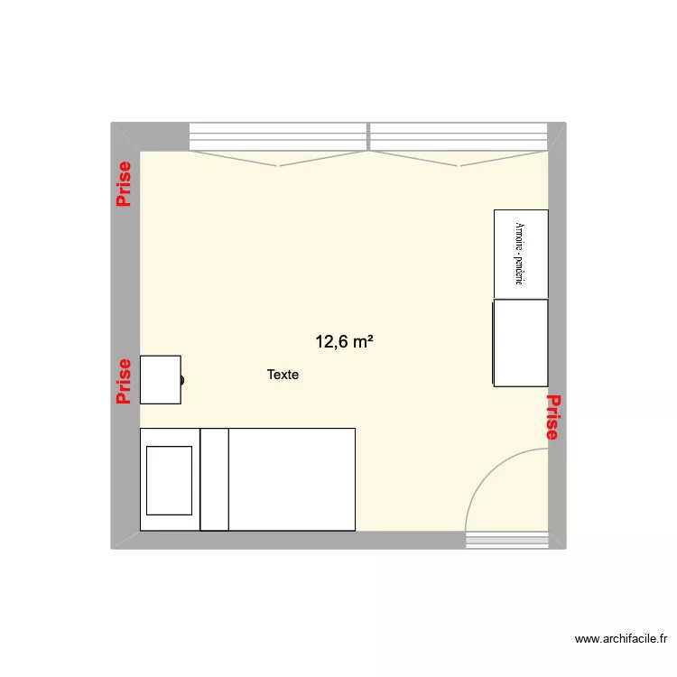 Chambre Sohel. Plan de 1 pièce et 13 m² Chambre Sohel. Plan de 1 pièce et 13 m²