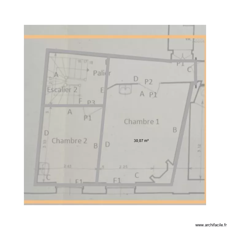 1er. Plan de 1  et 30 m²