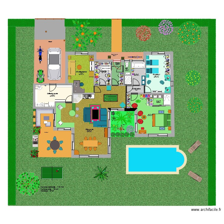 Catherine. Plan de 12 pièces et 131 m2