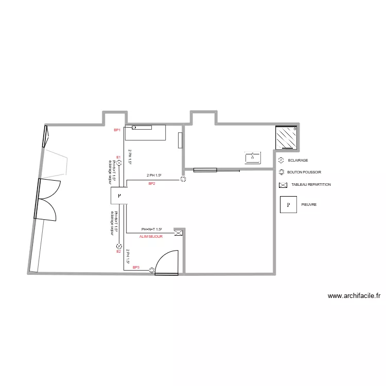 plans studio ECLAIRAGE SEJOUR. Plan de 