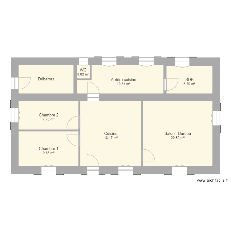 MEYER Michèle. Plan de 8 pièces et 80 m2