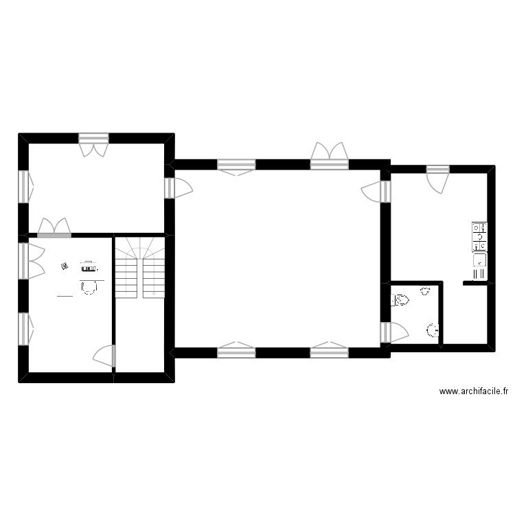 1ème version. Plan de 5 pièces et 85 m2