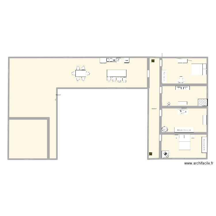 chez moi 1. Plan de 3 pièces et 185 m2