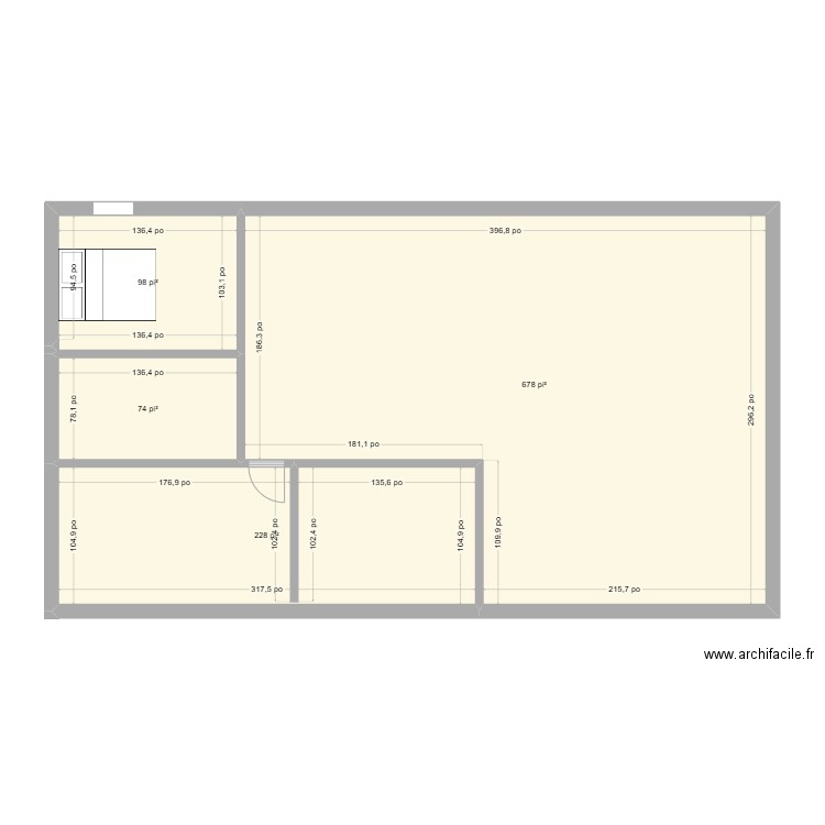 essai  1. Plan de 4 pièces et 100 m2