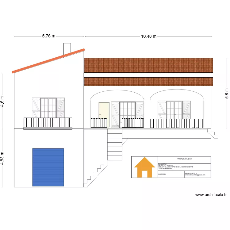 FACADE OUEST. Plan de 