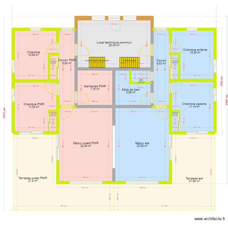 Pors Haor esquisse meublée 2023-11-12. Plan de 18 pièces et 196 m2