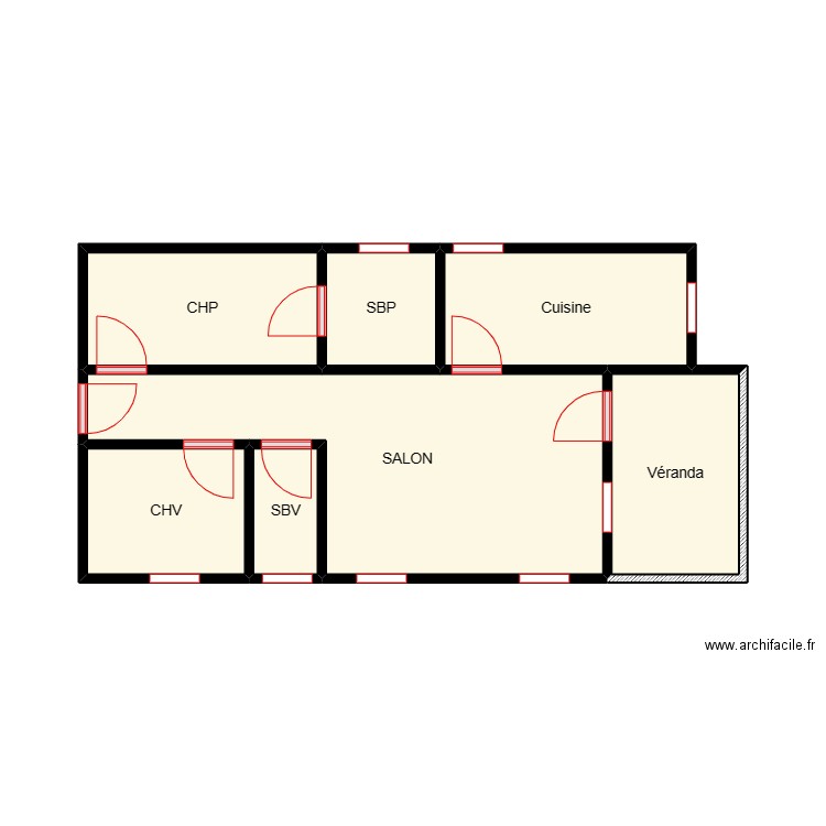 Vue en plan  Mr. Jacques. Plan de 7 pièces et 28 m2