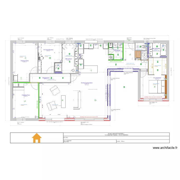 projet  LARQUET/WATIER : am&eacute;nagement 12.05.25 sans cachette enfants. Plan de 