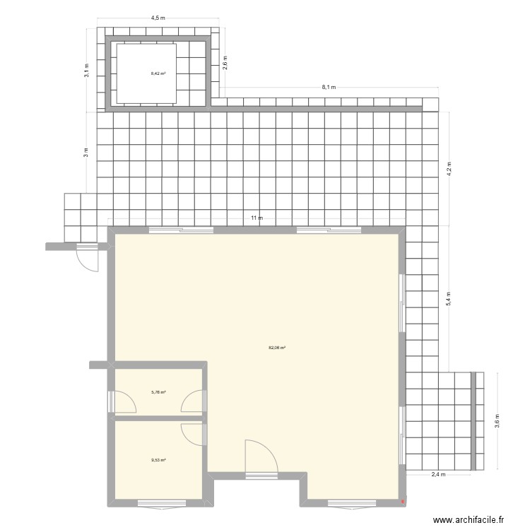 Terrasse Version16. Plan de 4 pièces et 106 m2