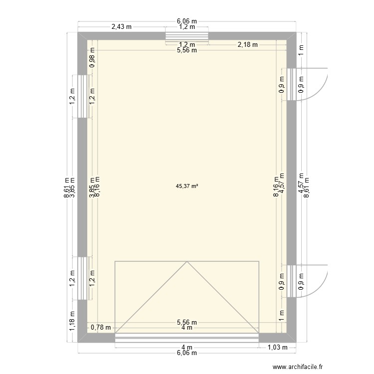 Garage. Plan de 1 pièce et 45 m2