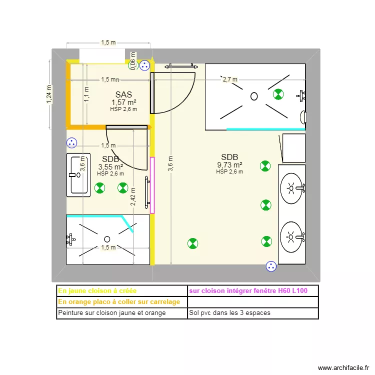 BEAUCOR SALLE DE BAINS. Plan de 3 et 15 m² BEAUCOR SALLE DE BAINS. Plan de 3 et 15 m²