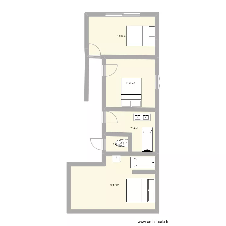 Raison. Plan de 5  et 52 m²