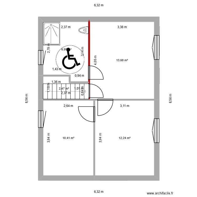 izard. Plan de 7 pièces et 87 m2