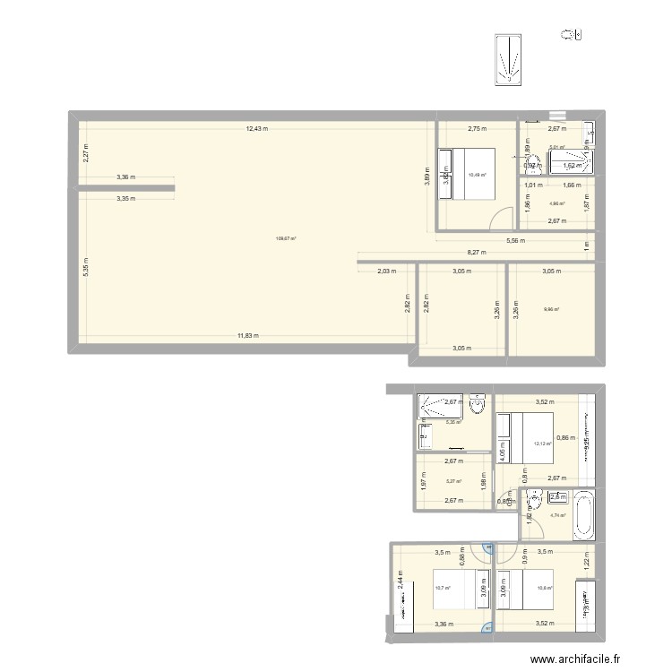 Plan Dona1. Plan de 11 pièces et 205 m2