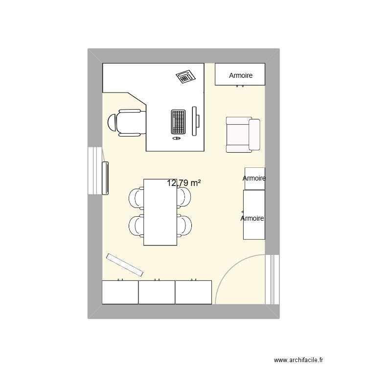 Bureau ADR. Plan de 1 pièce et 13 m2