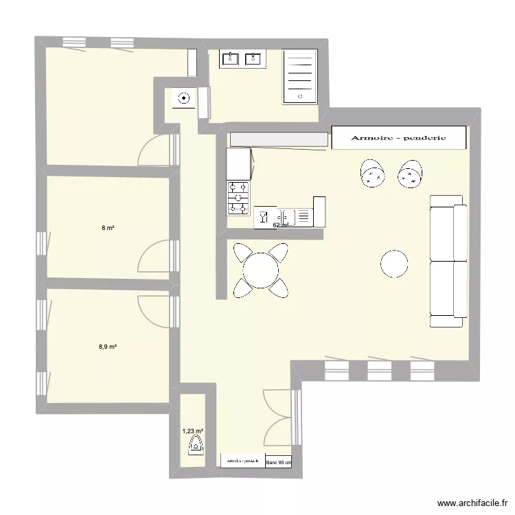 plan 2025 08 04 avec cloisons. Plan de 4 pièces et 80 m² plan 2025 08 04 avec cloisons. Plan de 4 pièces et 80 m²