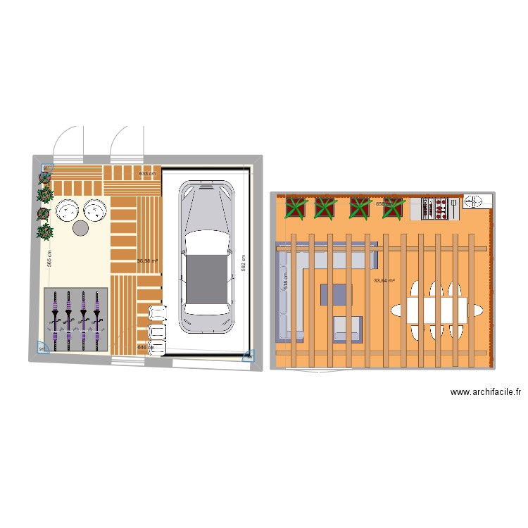 Maison Fontenay extérieurs. Plan de 2 pièces et 71 m2
