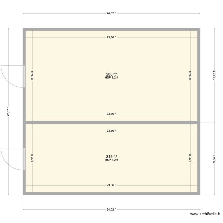 Meck Shared. Plan de 2 pièces et 47 m2