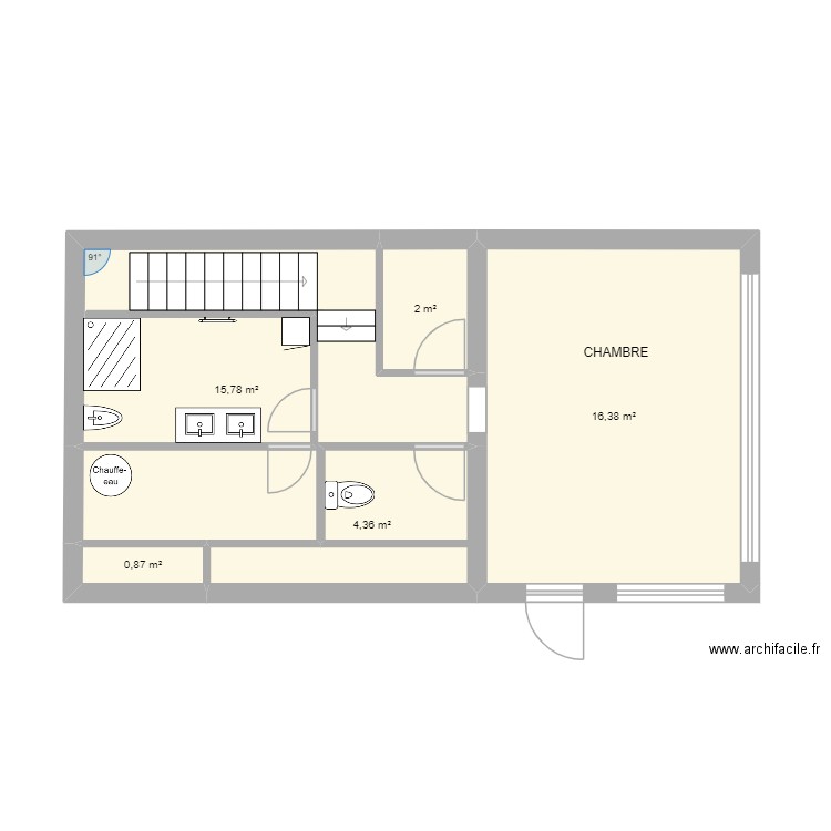 Maisonsoussol. Plan de 5 pièces et 39 m2