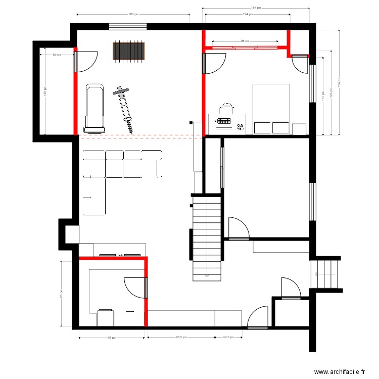 marois. Plan de 2 pièces et 13 m2