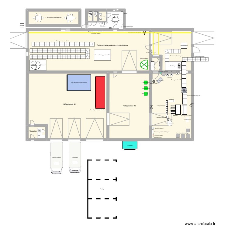 Salle 201 avec lignes. Plan de 10 pièces et 174 m2