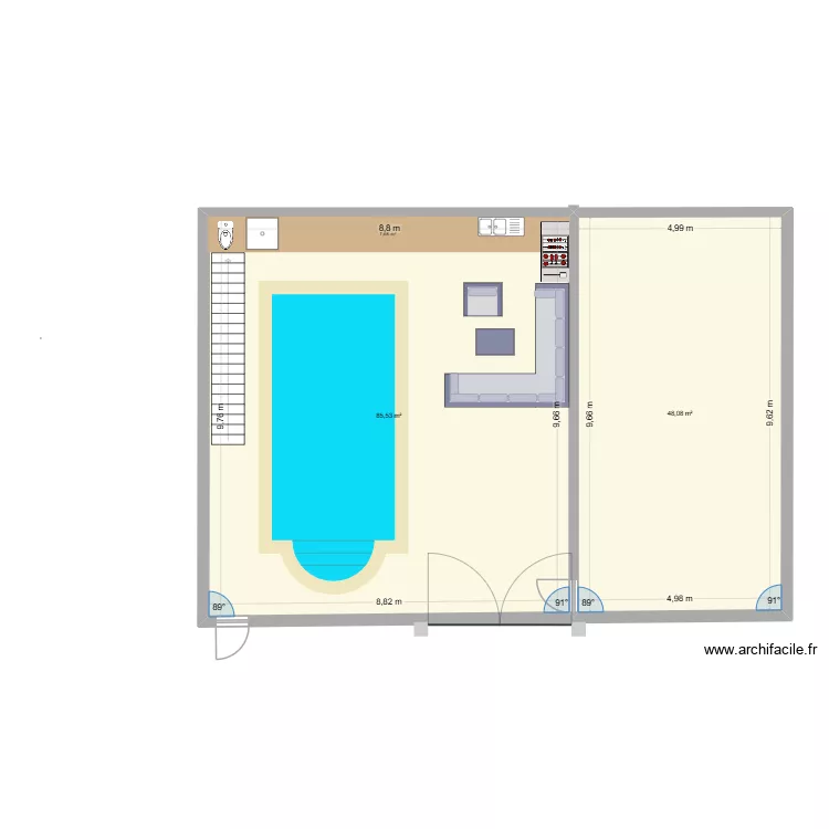 projet port say.. Plan de 2 Pièces et 134 m²