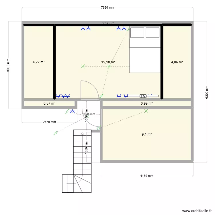 Pierre1. Plan de 7  et 34 m²