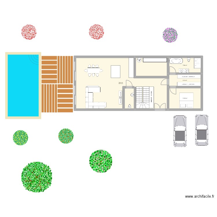 premiere parti maison 2 150m2. Plan de 4 pièces et 100 m2