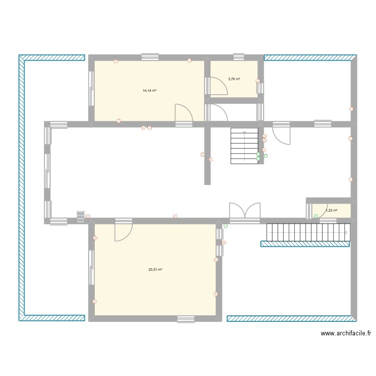 électricité. Plan de 4 pièces et 43 m2