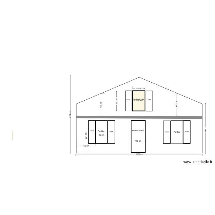 Fenêtre 1600 x 1000 façade sud. Plan de 0 pièce et 0 m2