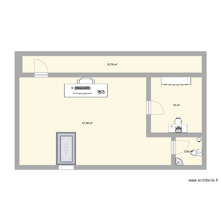 trott. Plan de 4 pièces et 65 m2