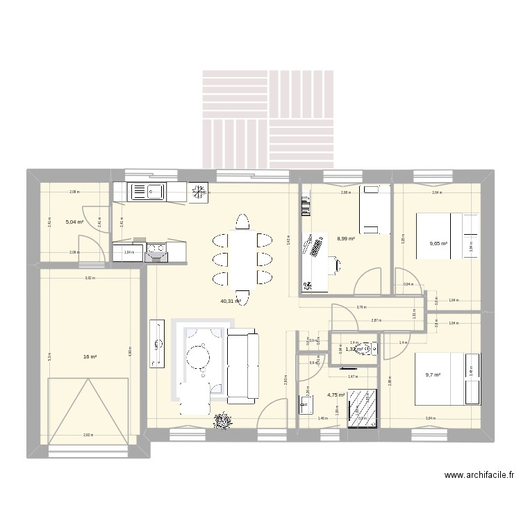 maison 2. Plan de 8 pièces et 96 m2