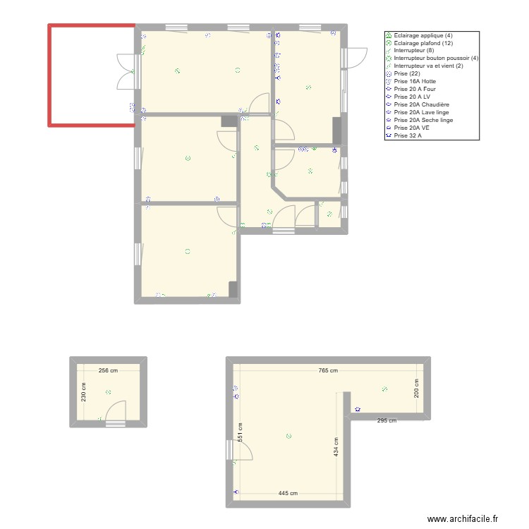 Electricité. Plan de 0 pièce et 0 m2