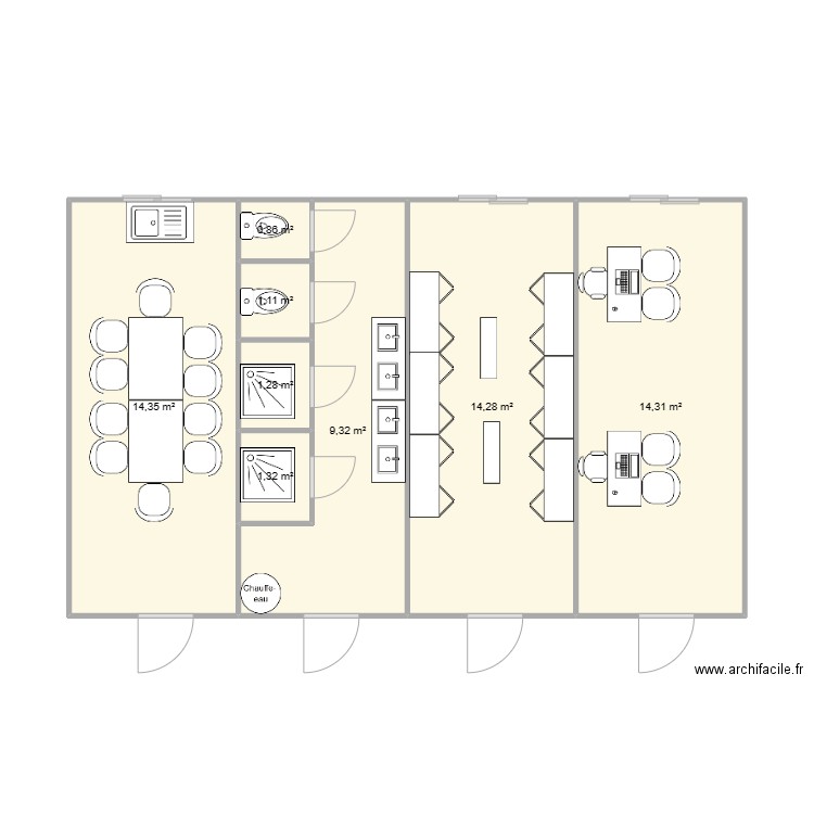 6GS CHANTIER LA MOTTE SERVOLEX 73290. Plan de 8 pièces et 57 m2