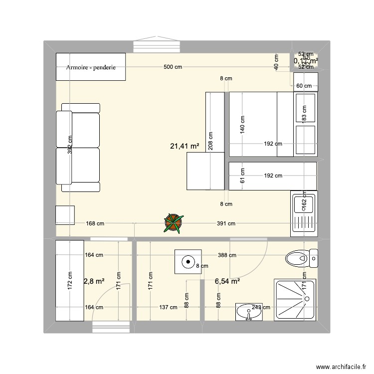 STUDIO - J & J. Plan de 4 pièces et 31 m2